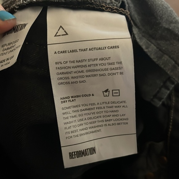 REFORMATION x LEVI’s Repurposed Black Jeans Button Fly Size 24 - Picture 9 of 14